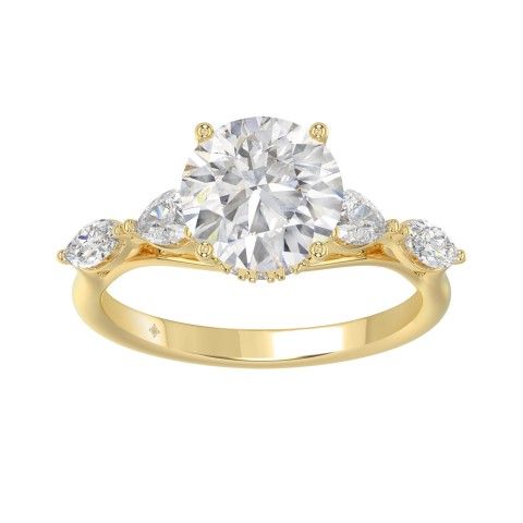 LADIES RING 2 1/2CT ROUND/PEAR/MARQUISE DIAMOND 14K YELLOW GOLD (CENTER STONE ROUND DIAMOND 2.00CT) LADIES RING 2 1/2CT ROUND/PEAR/MARQUISE DIAMOND 14K YELLOW GOLD (CENTER STONE ROUND DIAMOND 2.00CT)