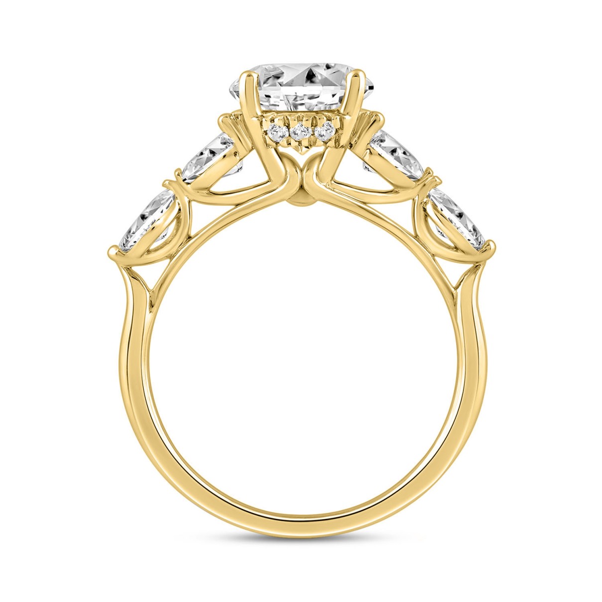 LADIES RING 2.50CT ROUND/PEAR/MARQUISE DIAMOND 14K YELLOW GOLD (CENTER STONE ROUND DIAMOND 2.00CT)