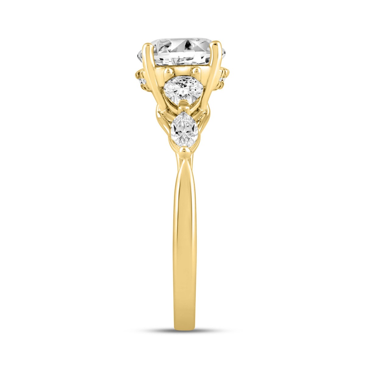 LADIES RING 2.50CT ROUND/PEAR/MARQUISE DIAMOND 14K YELLOW GOLD (CENTER STONE ROUND DIAMOND 2.00CT)