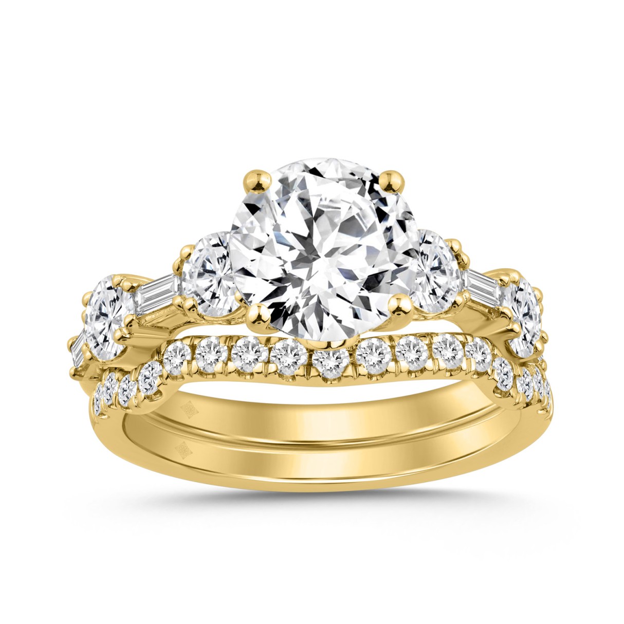 14K YELLOW GOLD 3 1/4CT ROUND/BAGUETTE DIAMOND LAD...