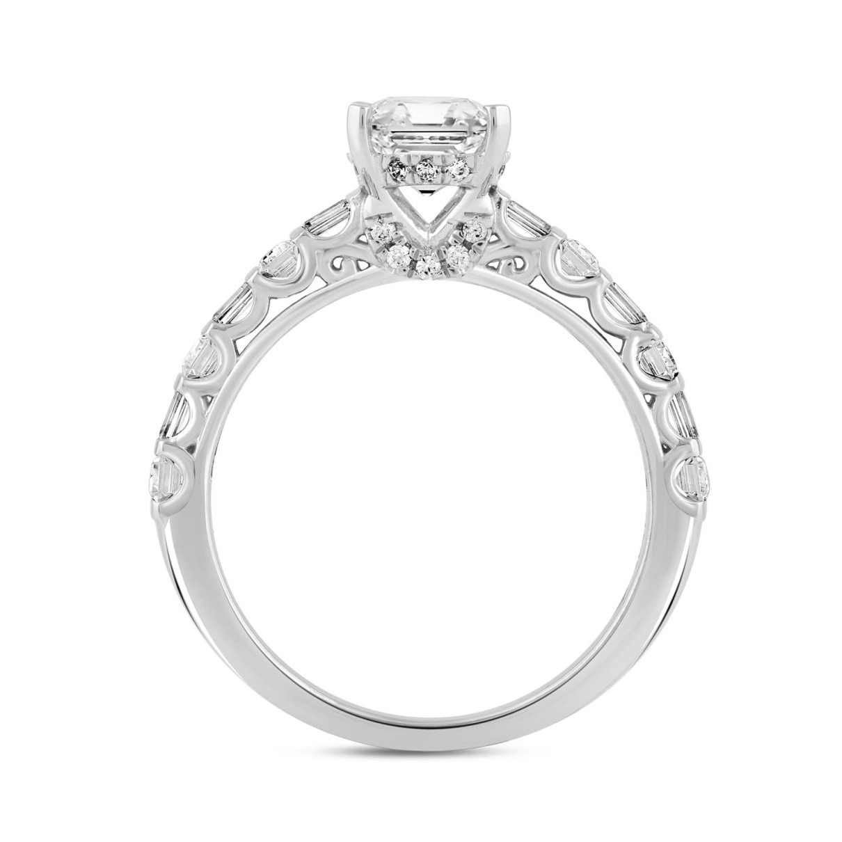 LADIES RING 3CT ROUND/OVAL/BAGUETTE/EMERALD DIAMOND 14K WHITE GOLD (CENTER STONE OVAL DIAMOND 2.00CT)