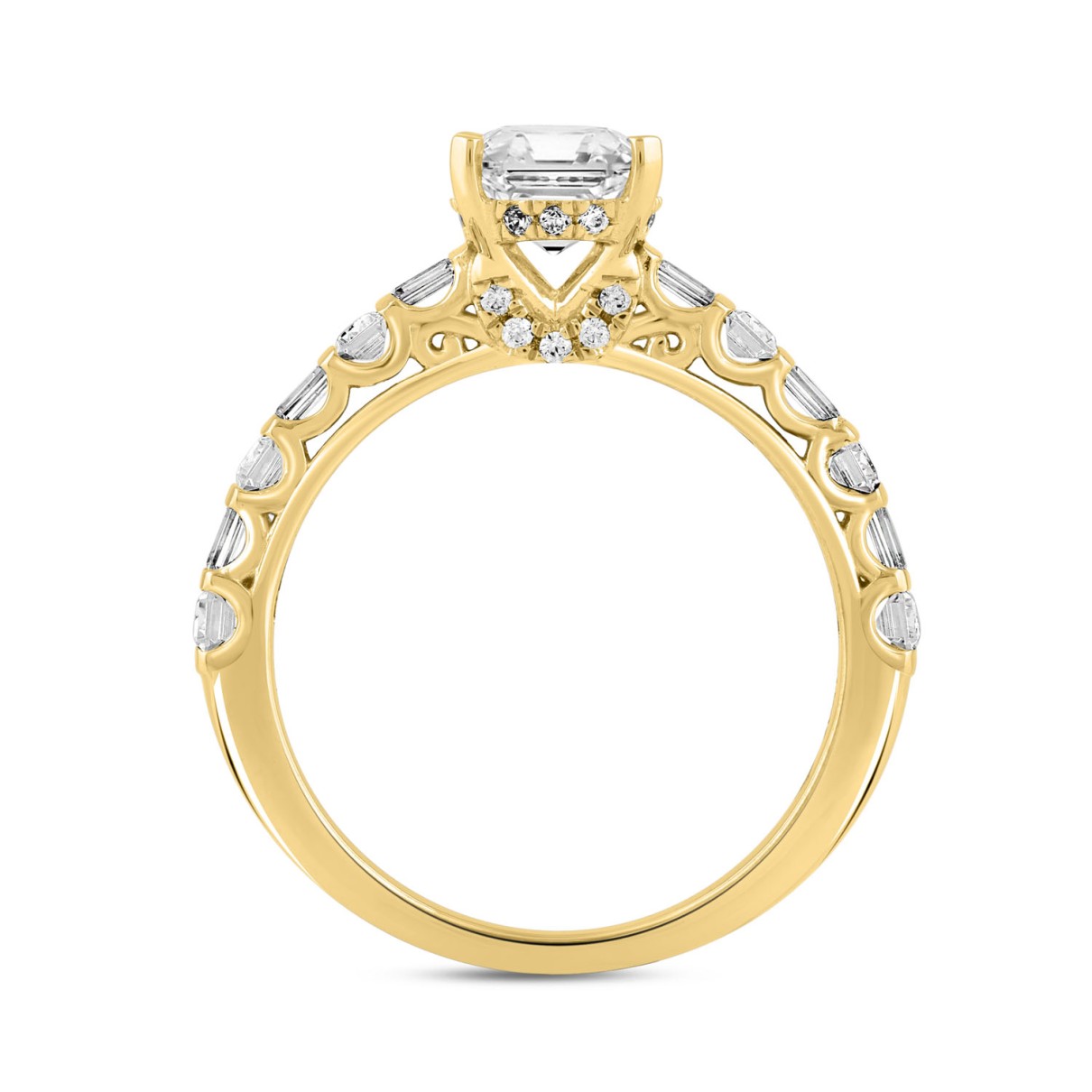 LADIES RING 3CT ROUND/OVAL/BAGUETTE/EMERALD DIAMOND 14K YELLOW GOLD (CENTER STONE OVAL DIAMOND 2.00CT)