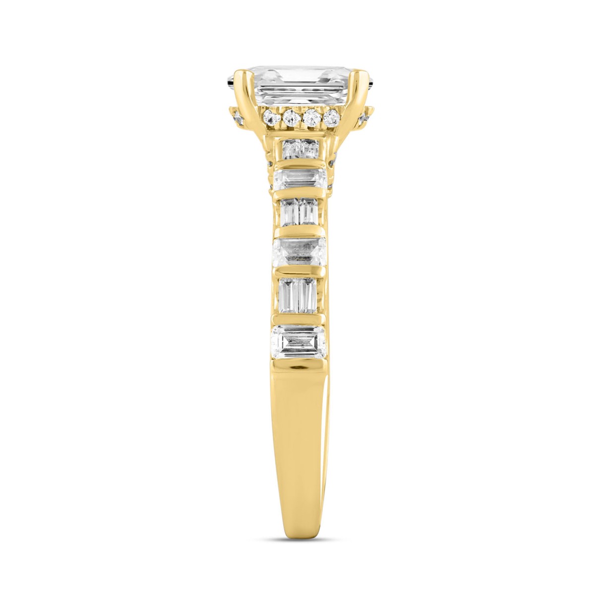 LADIES RING 3CT ROUND/OVAL/BAGUETTE/EMERALD DIAMOND 14K YELLOW GOLD (CENTER STONE OVAL DIAMOND 2.00CT)