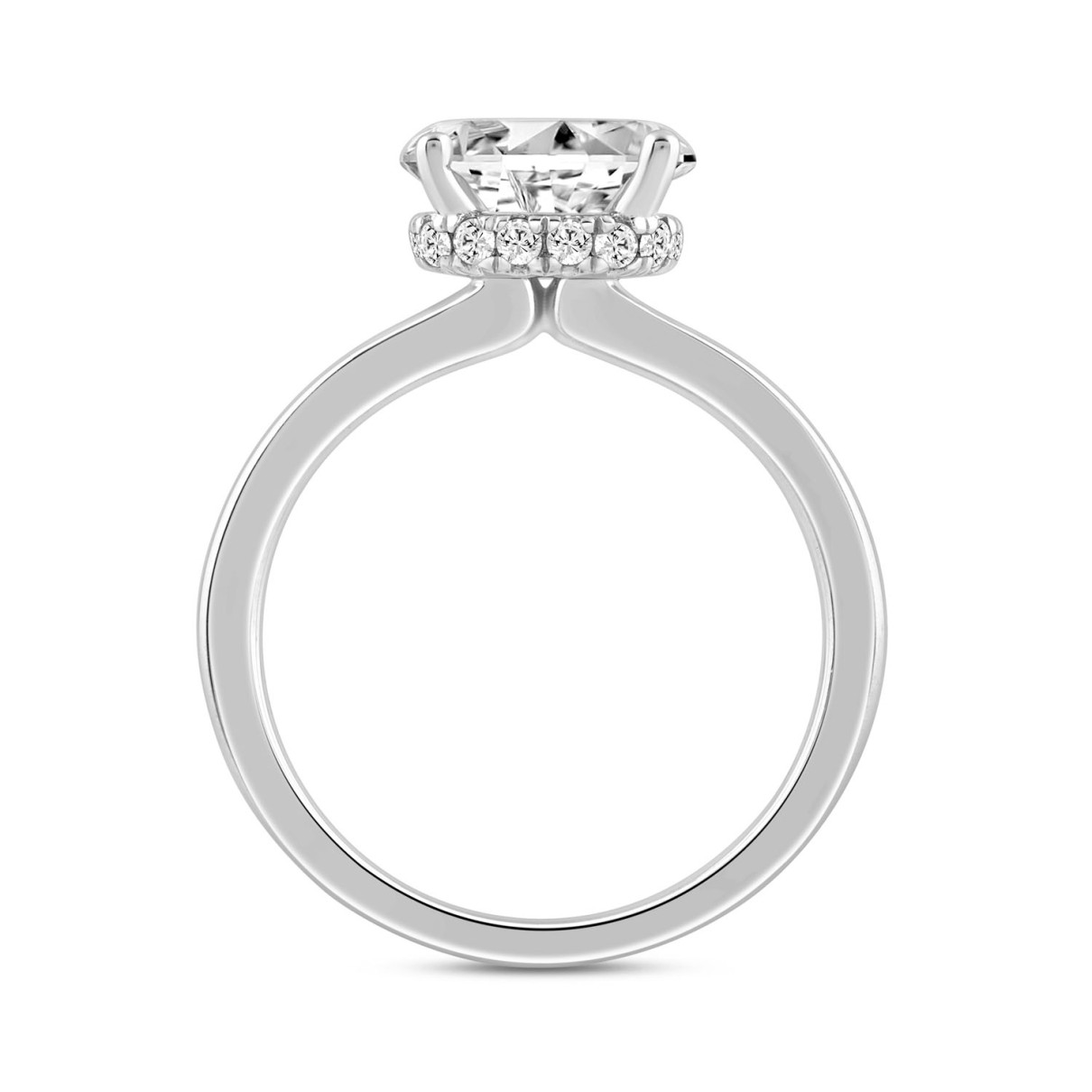 LADIES RING 2.20CT ROUND/OVAL DIAMOND 14K WHITE GOLD (CENTER STONE OVAL DIAMOND 2.00CT)