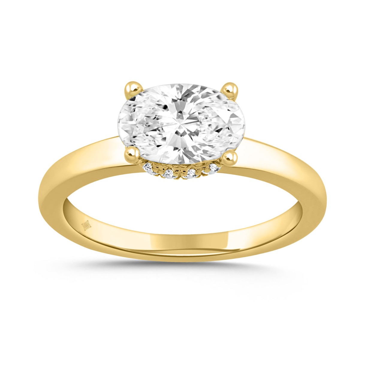 LADIES RING 2 1/6CT ROUND/OVAL DIAMOND 14K YELLOW ...