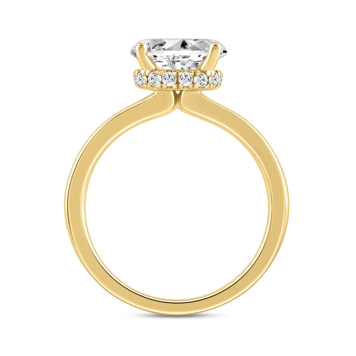 LADIES RING 2 1/6CT ROUND/OVAL DIAMOND 14K YELLOW GOLD (CENTER STONE OVAL DIAMOND 2.00CT)