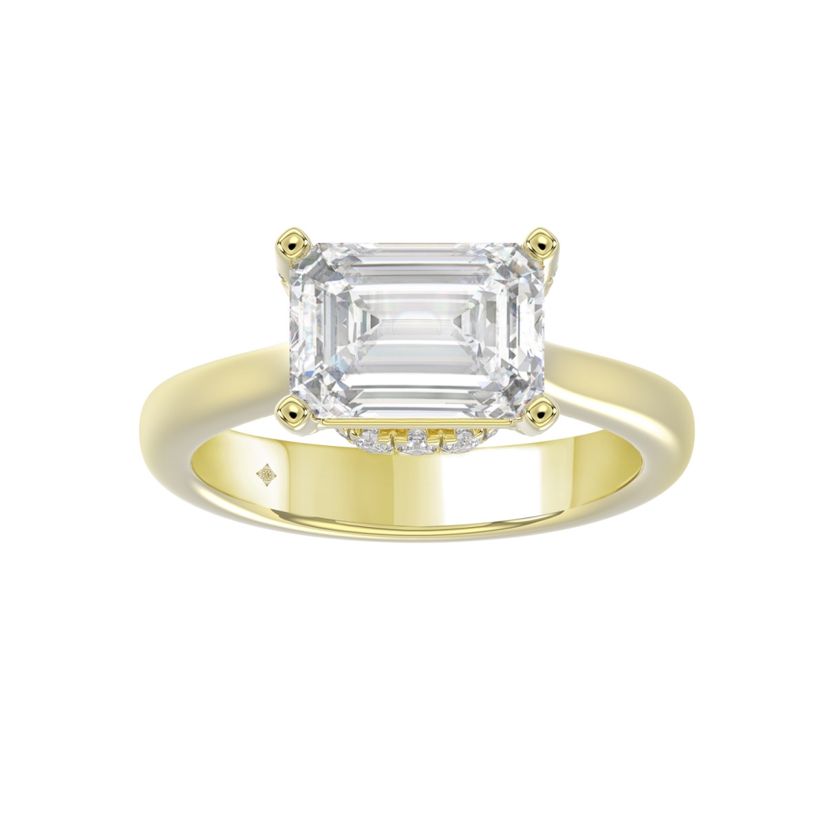 LADIES RING 3.25CT ROUND/EMERALD DIAMOND 14K YELLOW GOLD (CENTER STONE EMERALD DIAMOND 3.00CT)