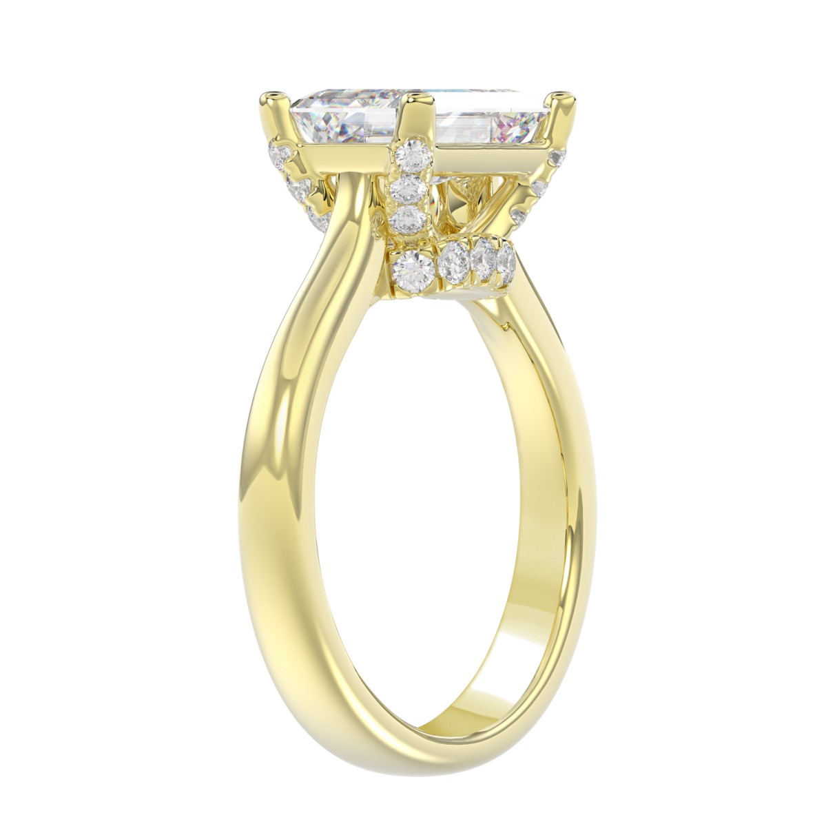 LADIES RING 3.25CT ROUND/EMERALD DIAMOND 14K YELLOW GOLD (CENTER STONE EMERALD DIAMOND 3.00CT)