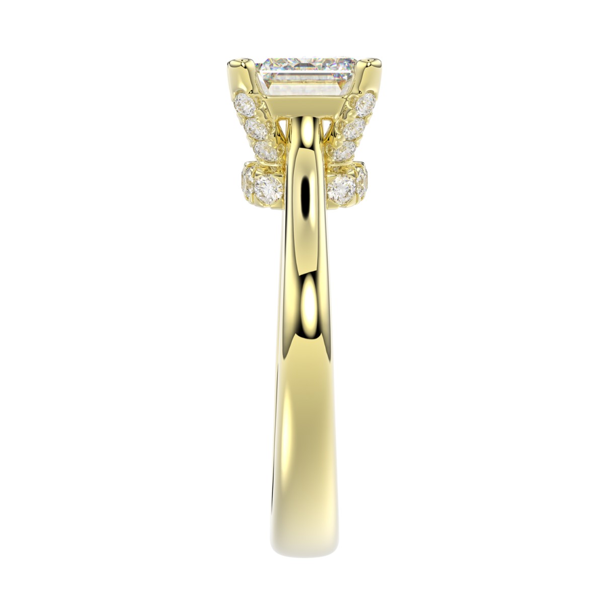 LADIES RING 3.25CT ROUND/EMERALD DIAMOND 14K YELLOW GOLD (CENTER STONE EMERALD DIAMOND 3.00CT)