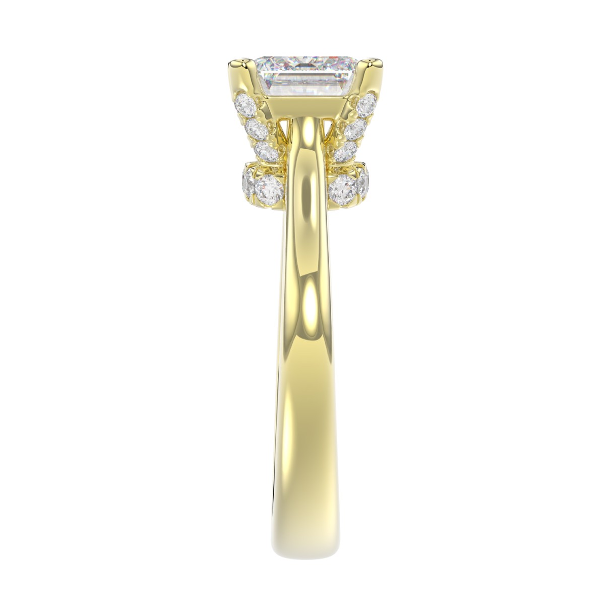 LADIES RING 3.25CT ROUND/EMERALD DIAMOND 14K YELLOW GOLD (CENTER STONE EMERALD DIAMOND 3.00CT)