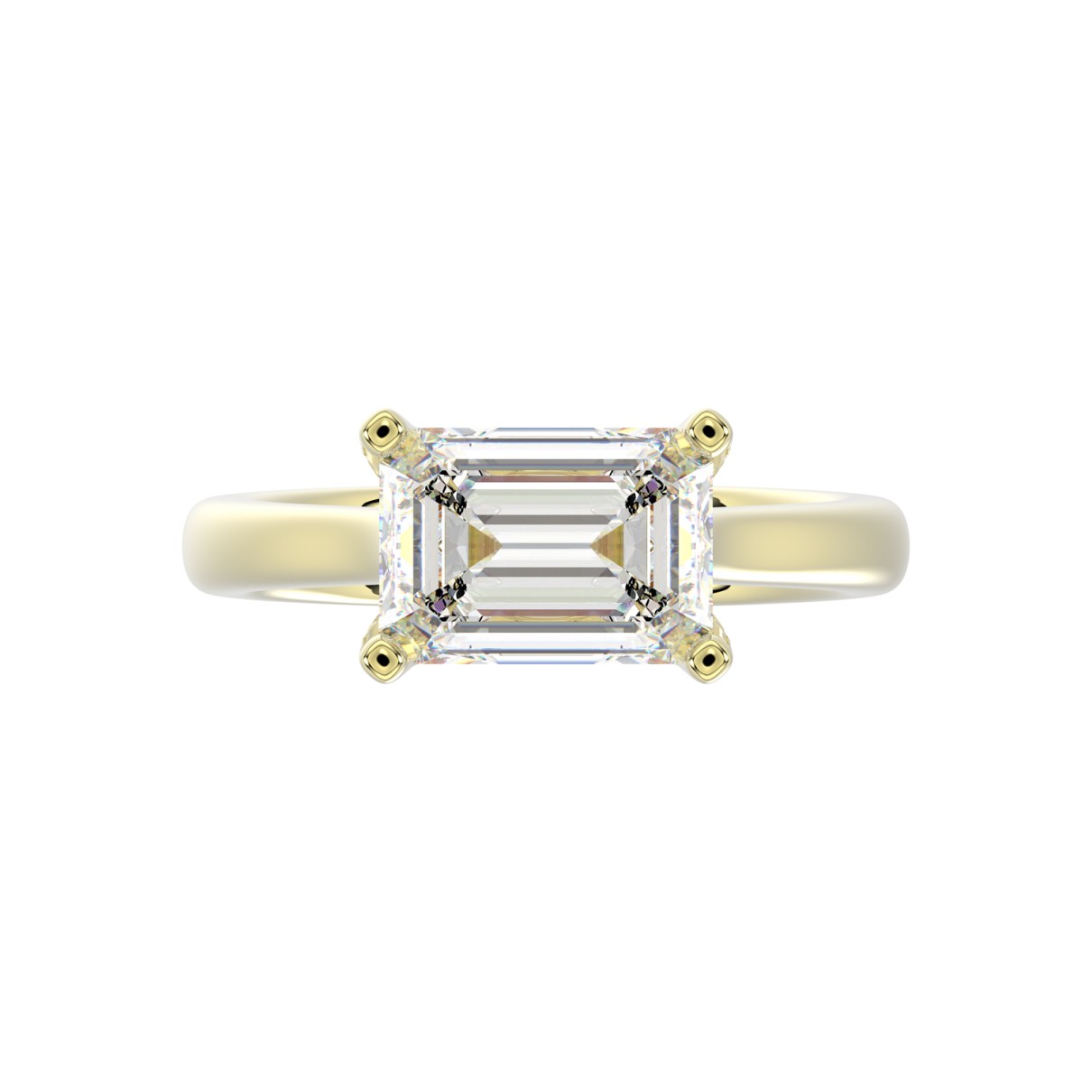 LADIES RING 3.25CT ROUND/EMERALD DIAMOND 14K YELLOW GOLD (CENTER STONE EMERALD DIAMOND 3.00CT)