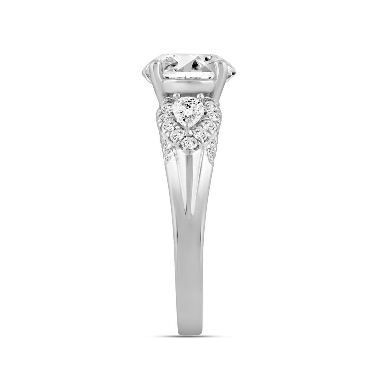 LADIES RING 3.75CT ROUND/PEAR/OVAL DIAMOND 14K WHITE GOLD (CENTER STONE OVAL DIAMOND 3.00CT)