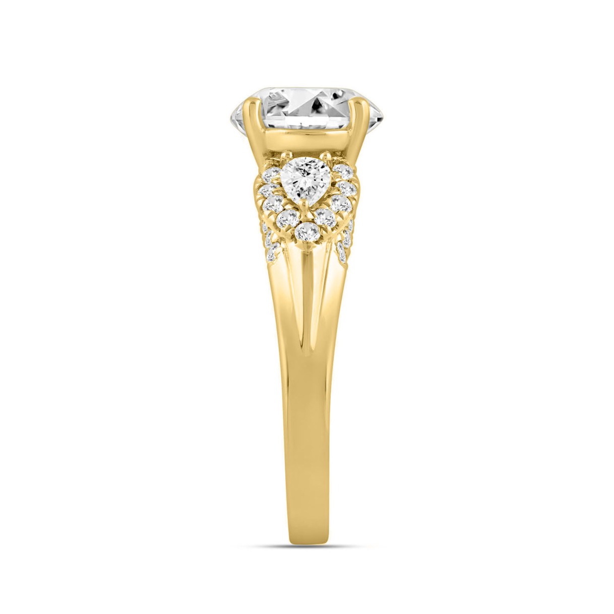 LADIES RING 3 3/4CT ROUND/PEAR/OVAL DIAMOND 14K YELLOW GOLD (CENTER STONE OVAL DIAMOND 3.00CT)