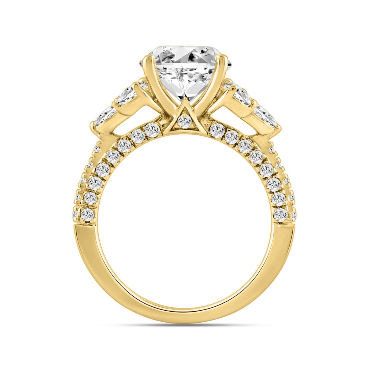 LADIES RING 4.32CT ROUND/PEAR/OVAL/MARQUISE DIAMOND 14K YELLOW GOLD (CENTER STONE OVAL DIAMOND 3.00CT)