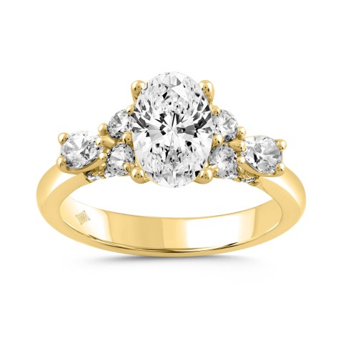 LADIES RING 2 3/4CT ROUND/PEAR/OVAL DIAMOND 14K YELLOW GOLD (CENTER STONE OVAL DIAMOND 2.00CT) LADIES RING 2 3/4CT ROUND/PEAR/OVAL DIAMOND 14K YELLOW GOLD (CENTER STONE OVAL DIAMOND 2.00CT)