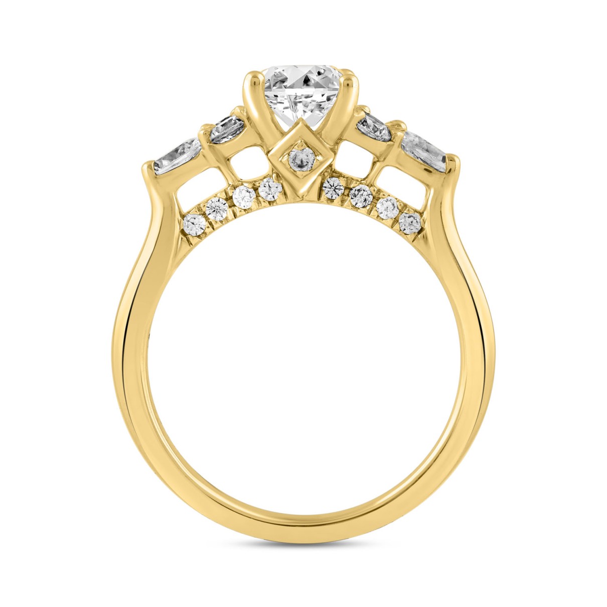 LADIES RING 2.75CT ROUND/PEAR/OVAL DIAMOND 14K YELLOW GOLD (CENTER STONE OVAL DIAMOND 2.00CT)