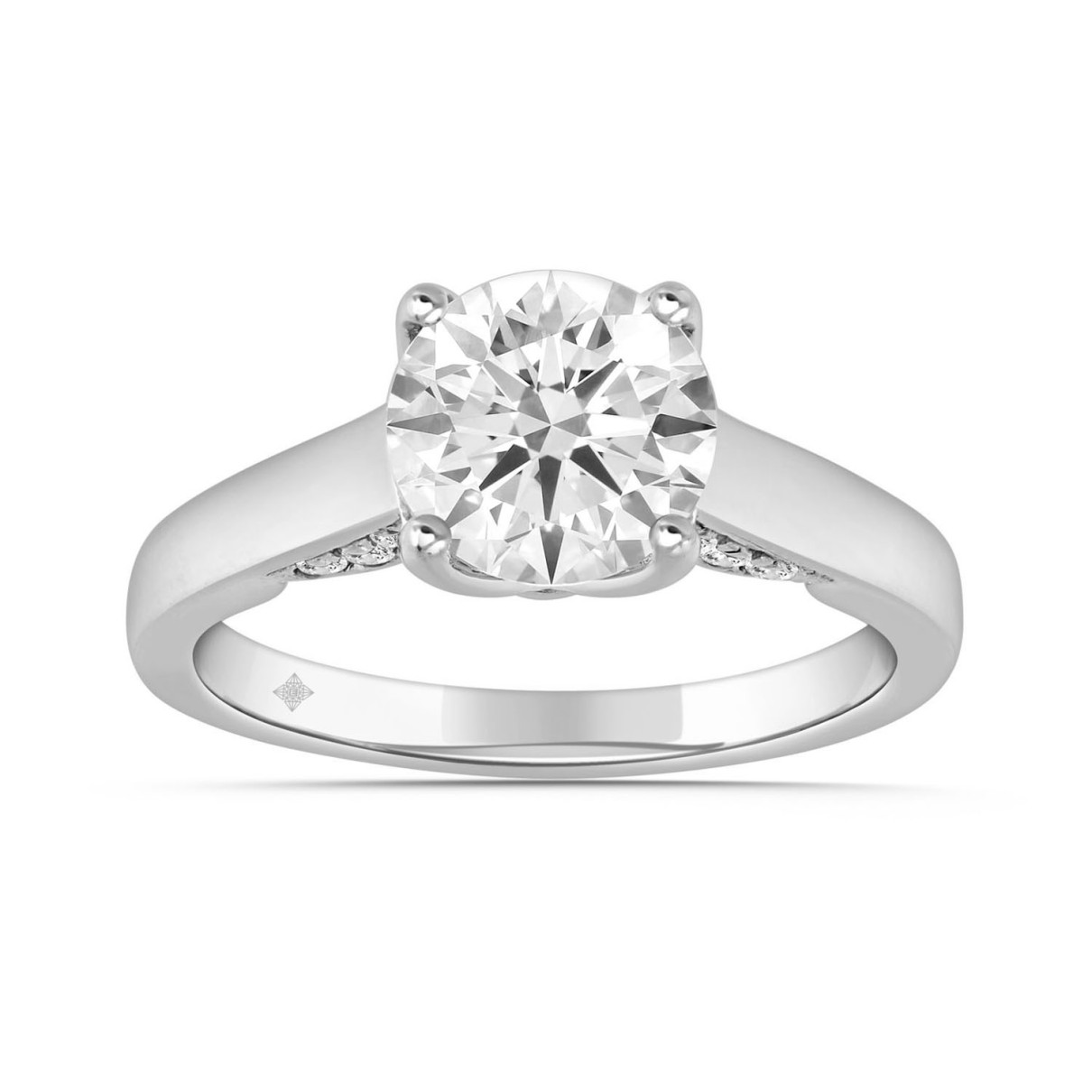 LADIES RING 2.25CT ROUND DIAMOND 14K WHITE GOLD (C...