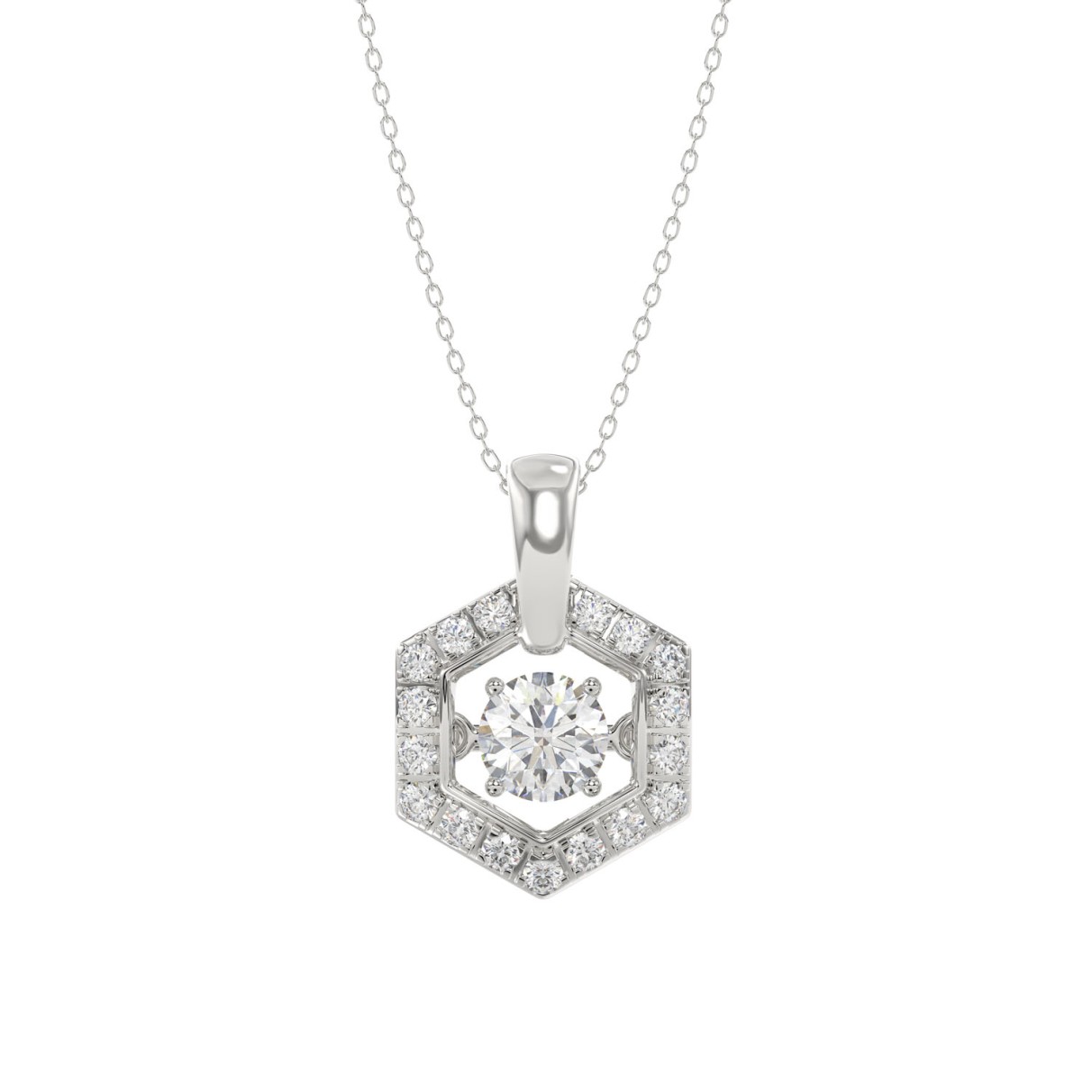 LADIES DANCING DIAMOND PENDANT WITH CHAIN 1/2CT RO...