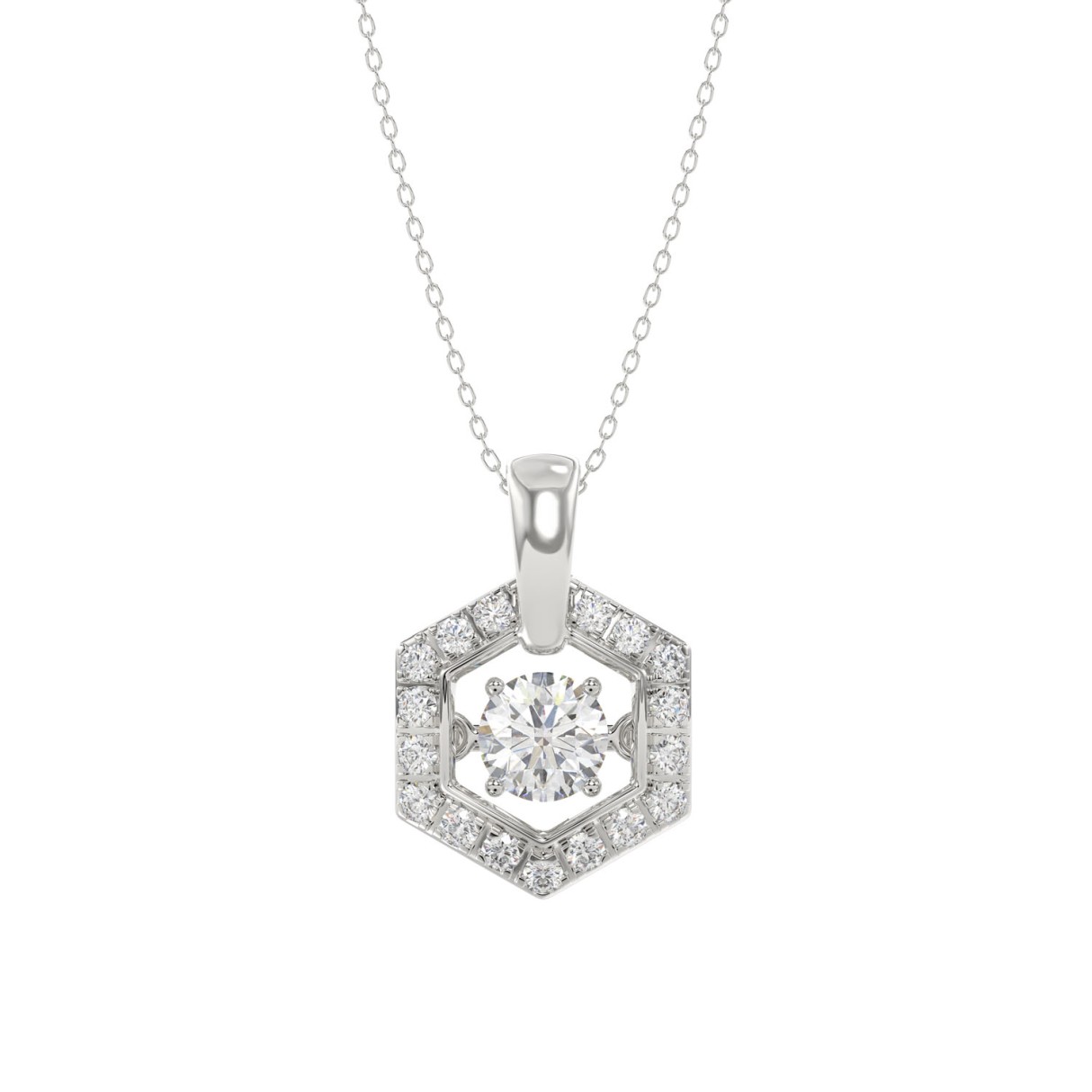 LADIES DANCING DIAMOND PENDANT WITH CHAIN 1/2CT RO...