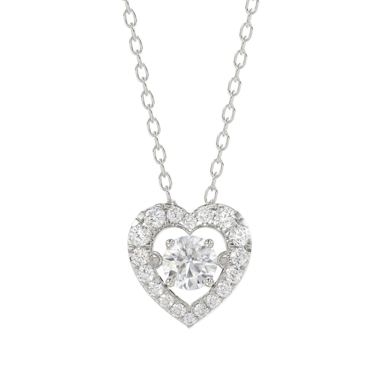 LADIES DANCING DIAMOND PENDANT WITH CHAIN 3/4CT RO...