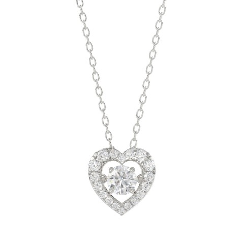 LADIES DANCING DIAMOND PENDANT WITH CHAIN 3/4CT ROUND DIAMOND 14K WHITE GOLD (CENTER STONE ROUND DIAMOND 1/2CT)