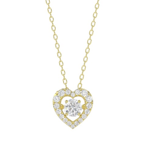 LADIES DANCING DIAMOND PENDANT WITH CHAIN 3/4CT ROUND DIAMOND 14K YELLOW GOLD (CENTER STONE ROUND DIAMOND 1/2CT)