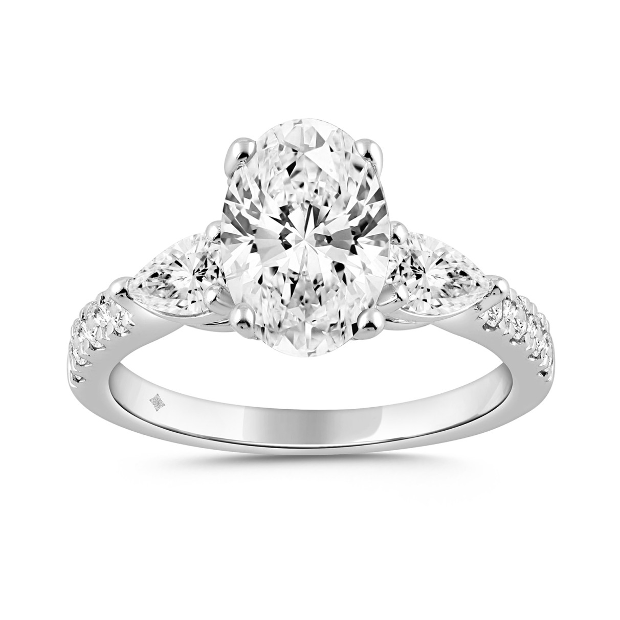 14K WHITE GOLD 3.00CT ROUND/PEAR/OVAL DIAMOND LADI...