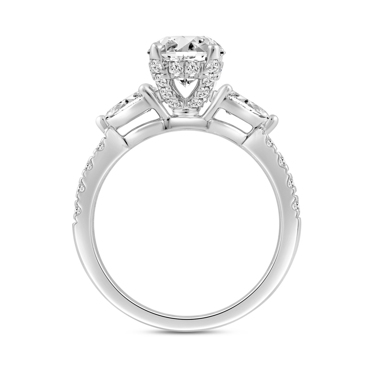 14K WHITE GOLD 3.00CT ROUND/PEAR/OVAL DIAMOND LADIES RING (CENTER STONE OVAL DIAMOND 2.00CT)