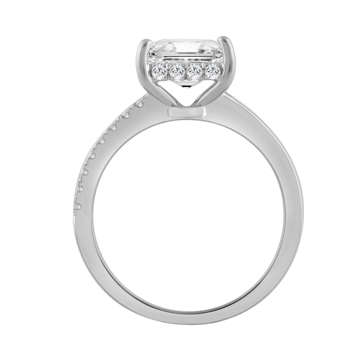 14K WHITE GOLD 2 1/3CT ROUND/EMERALD DIAMOND LADIES RING (CENTER STONE EMERALD DIAMOND 2.00CT)
