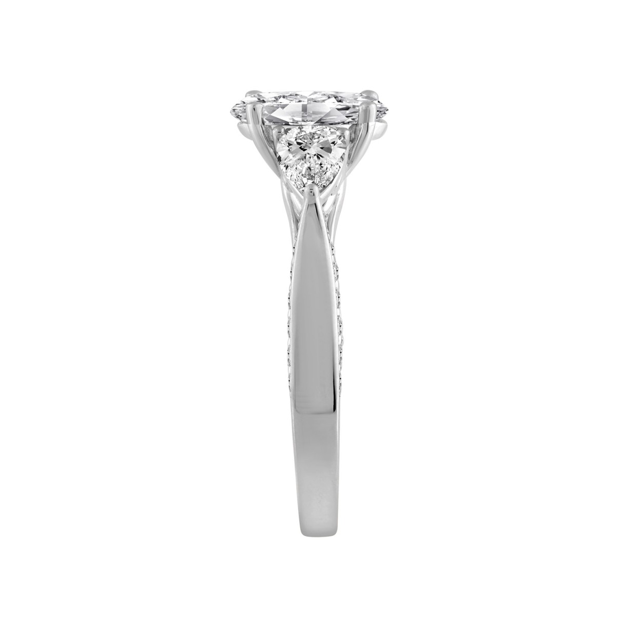 14K WHITE GOLD 2 3/4CT ROUND/OVAL/PEAR DIAMOND LADIES RING (CENTER STONE OVAL DIAMOND 2.00CT)