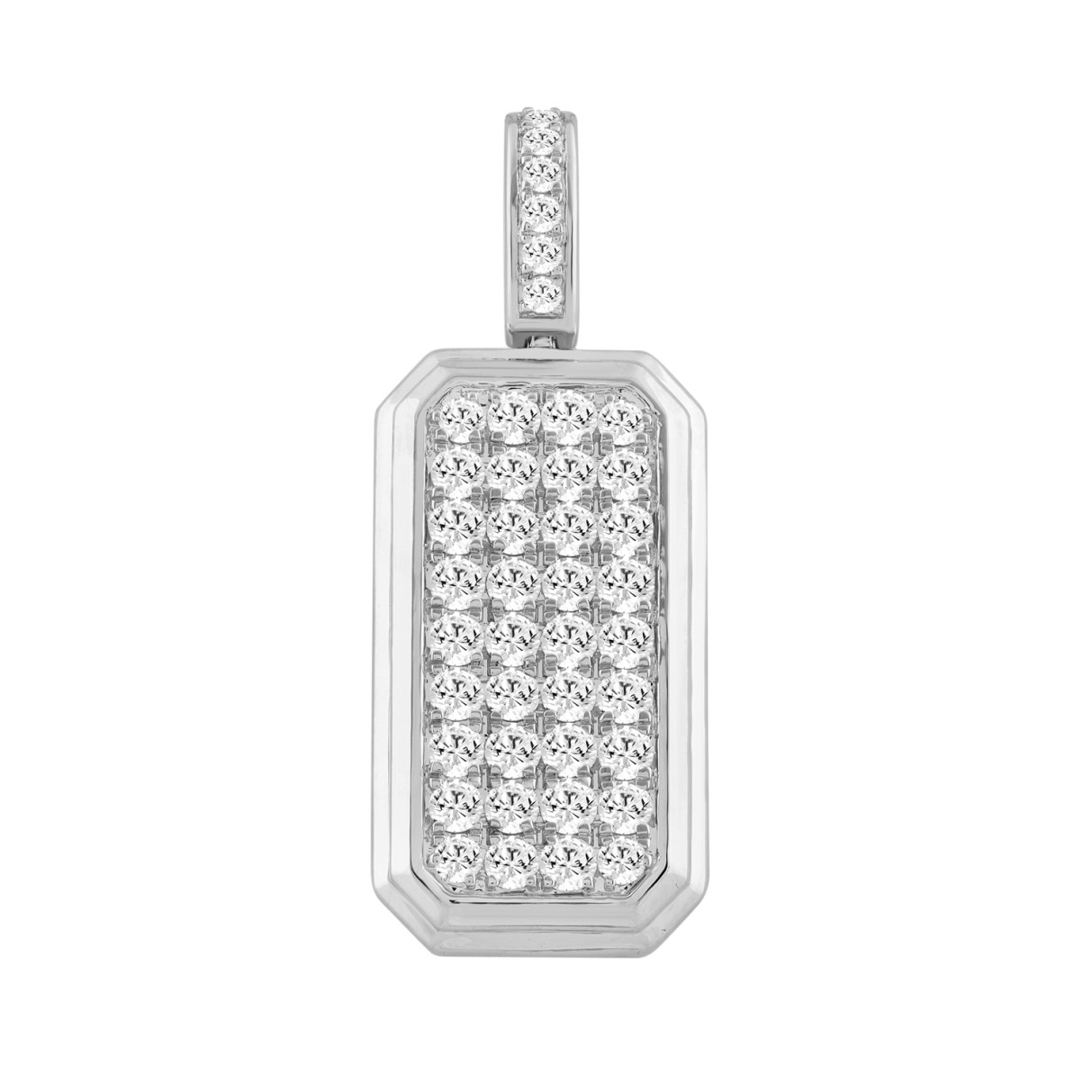 10K WHITE GOLD 4.00CT ROUND DIAMOND MEN'S CHARM PENDANT