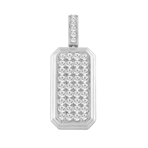 10K WHITE GOLD 4.00CT ROUND DIAMOND MEN'S CHARM PENDANT