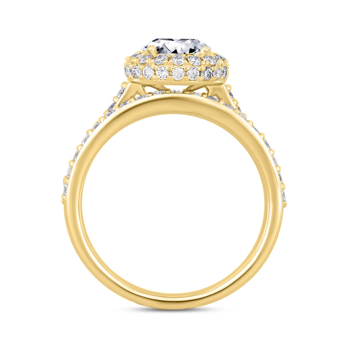 LADIES BRIDAL SET 3CT ROUND DIAMOND 14K YELLOW GOLD (CENTER STONE ROUND DIAMOND 2CT)