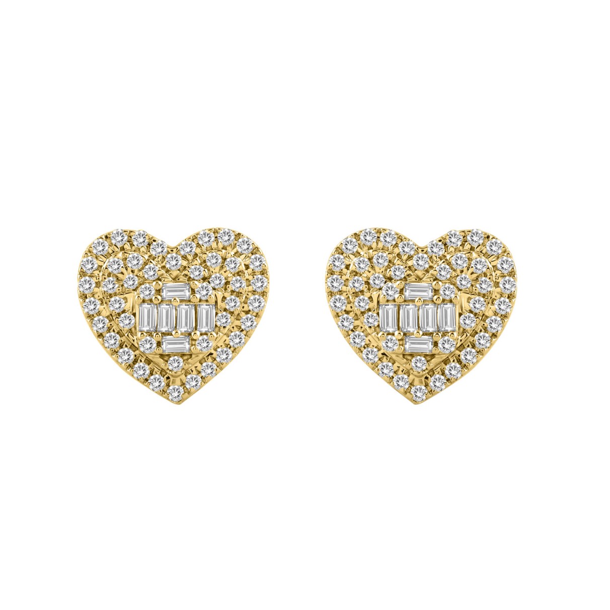 LADIES EARRINGS 0.50CT ROUND/BAGUETTE DIAMOND 14K ...