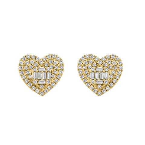 LADIES EARRINGS 1/2CT ROUND/BAGUETTE DIAMOND 14K YELLOW GOLD LADIES EARRINGS 1/2CT ROUND/BAGUETTE DIAMOND 14K YELLOW GOLD