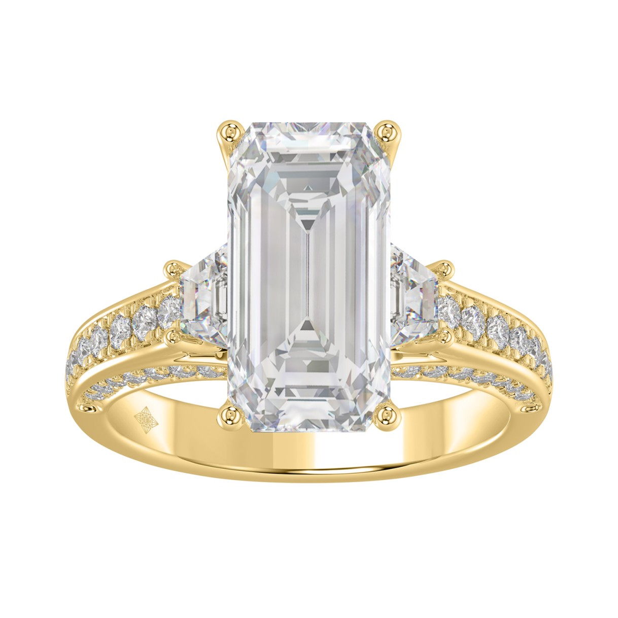 Luxury 14K Yellow Gold Ladies Diamond Ring 4.00CT ...