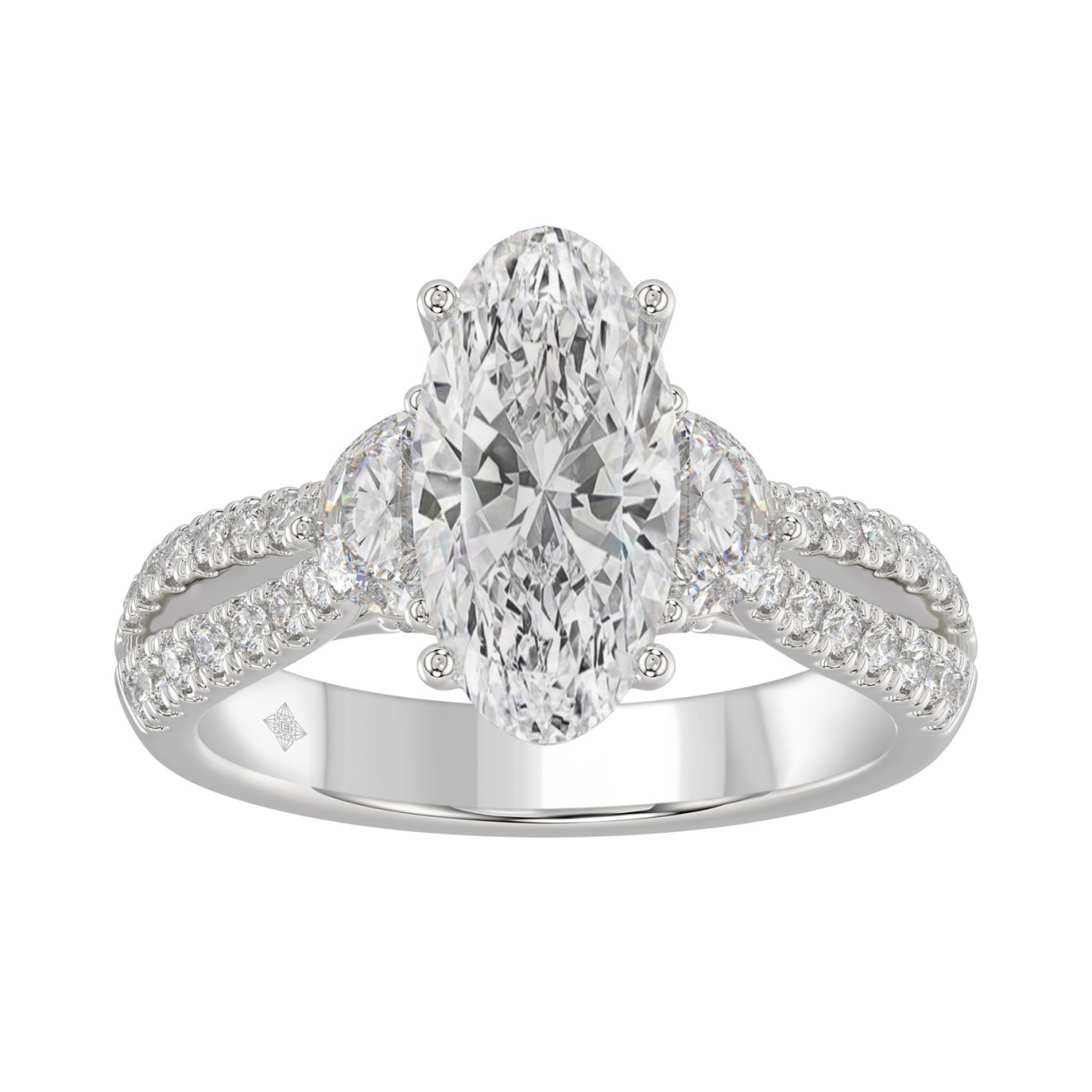 Ladies 14K White Gold ladies Ring Featuring Round ...