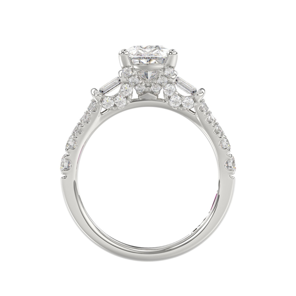 LADIES RING 2.75CT ROUND DIAMOND PEAR DIAMOND BAGUETTE DIAMOND WHITE PLATINUM (CENTER STONE PEAR DIAMOND 2CT)