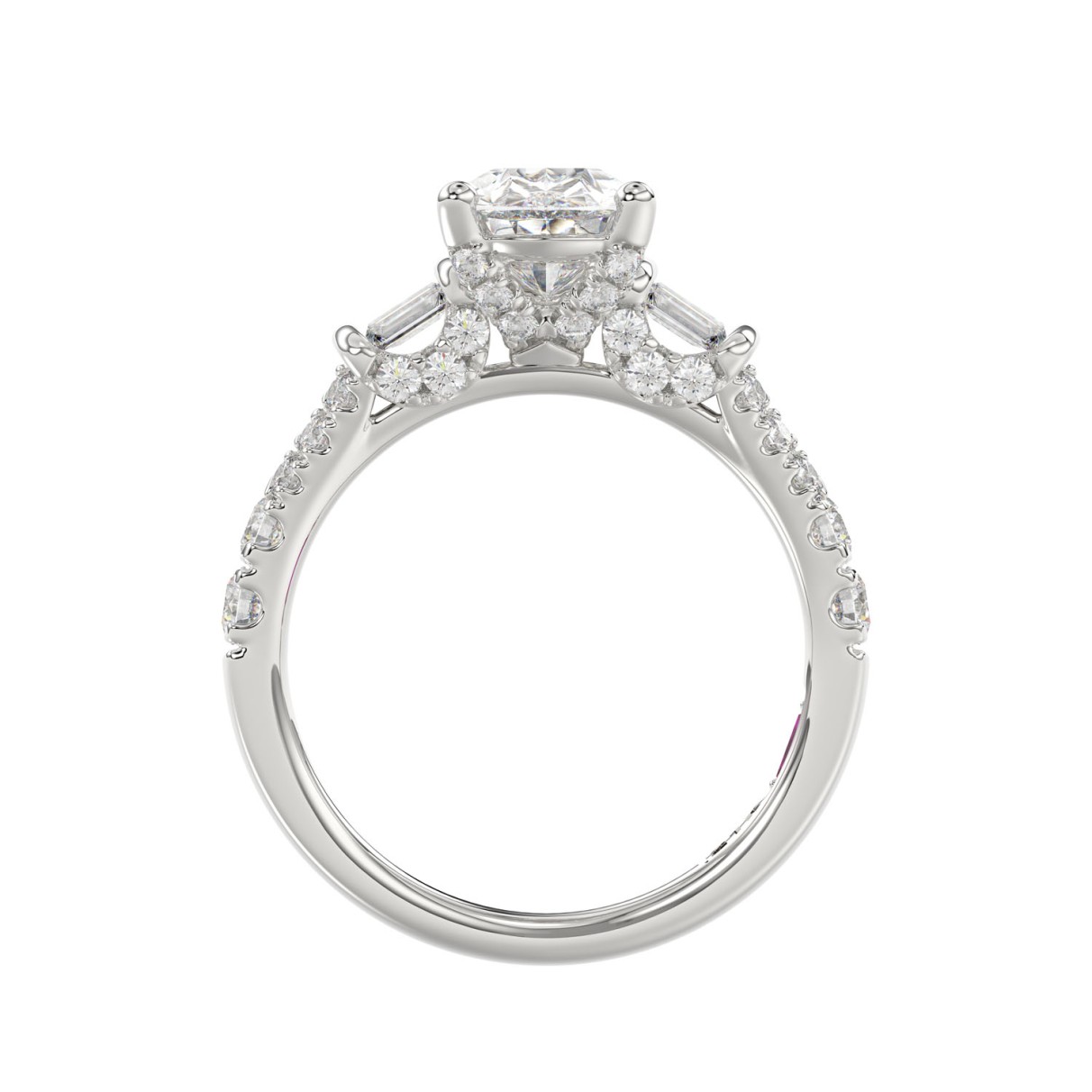 LADIES RING 2.75CT ROUND DIAMOND PEAR DIAMOND BAGUETTE DIAMOND WHITE PLATINUM (CENTER STONE PEAR DIAMOND 2CT)