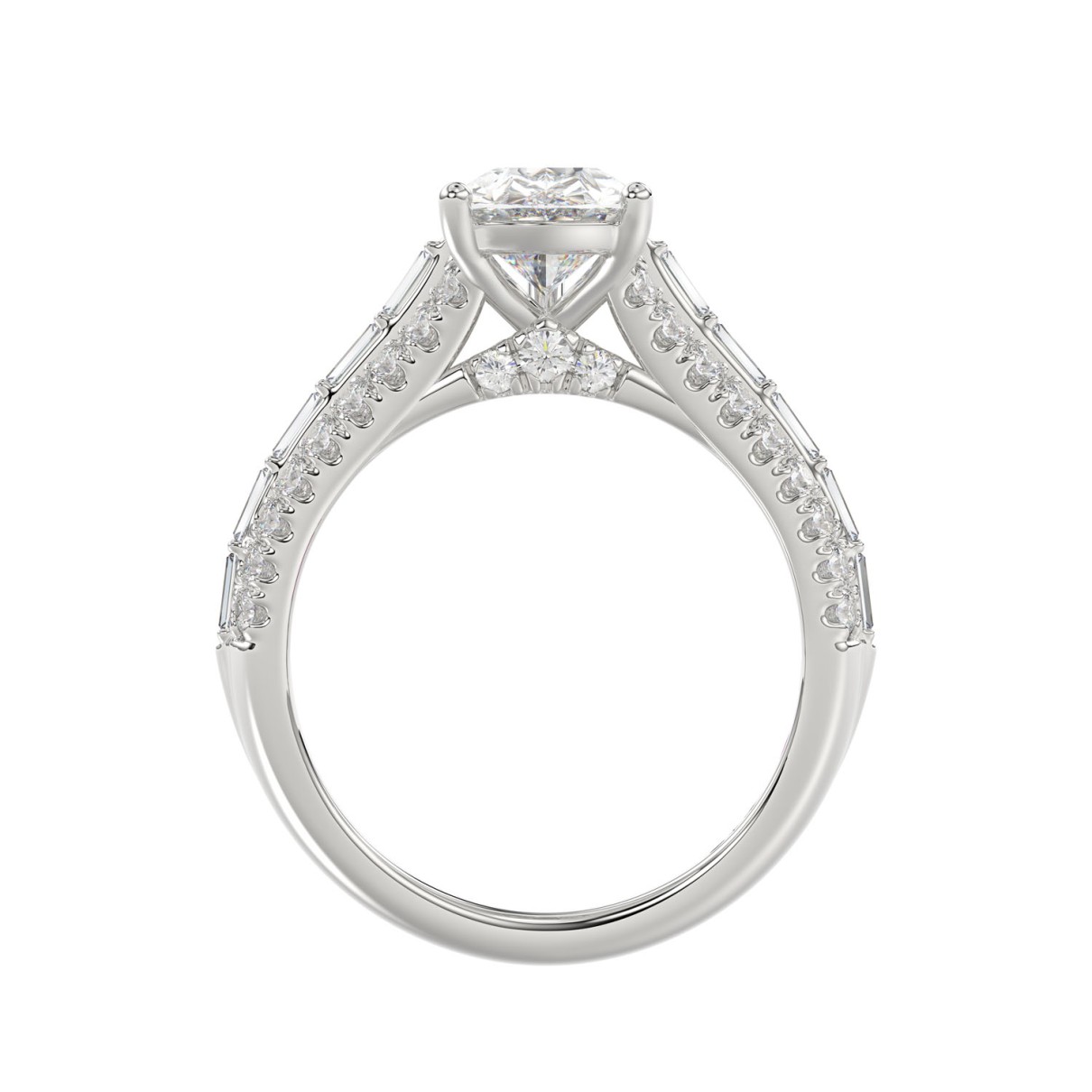 LADIES RING 2.75CT ROUND/PEAR/BAGUETTE DIAMOND WHITE PLATINUM (CENTER STONE PEAR DIAMOND 2CT)