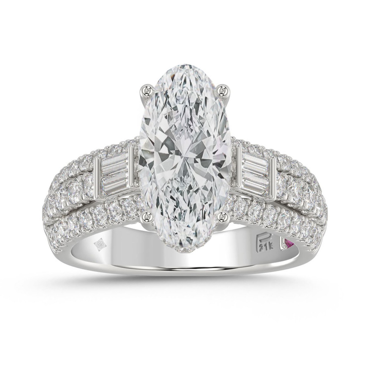 LADIES RING 4.00CT ROUND/OVAL/BAGUETTE DIAMOND WHI...