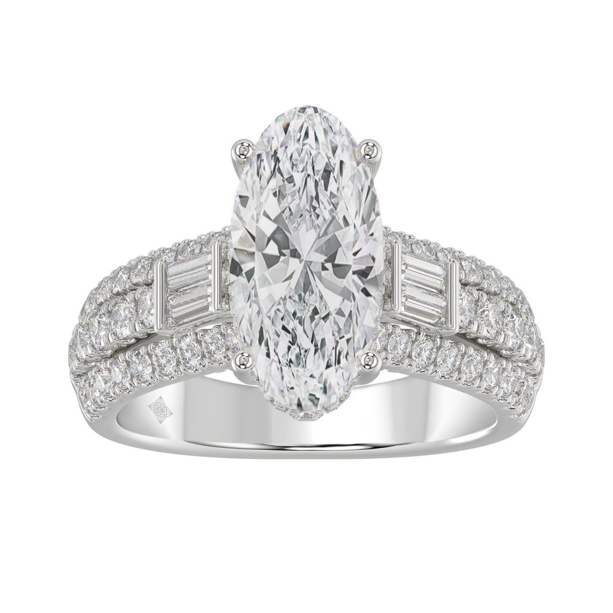 Classic 14K White Gold Ladies Diamond Ring  4.00CT...