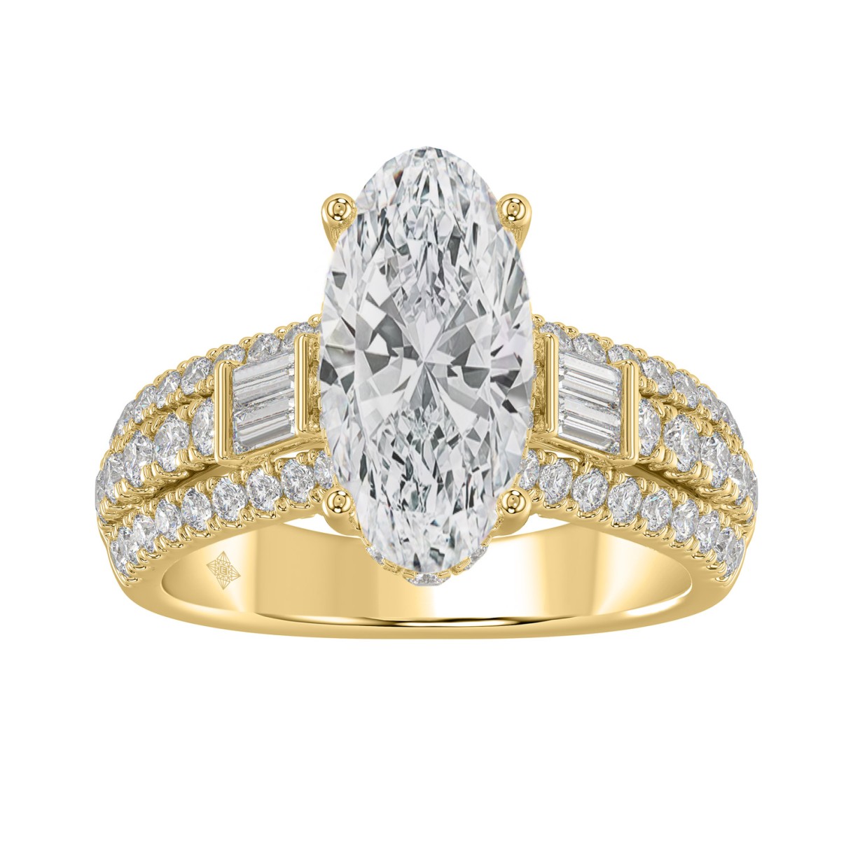 Classic 14K Yellow Gold Ladies Diamond Ring  4.00C...