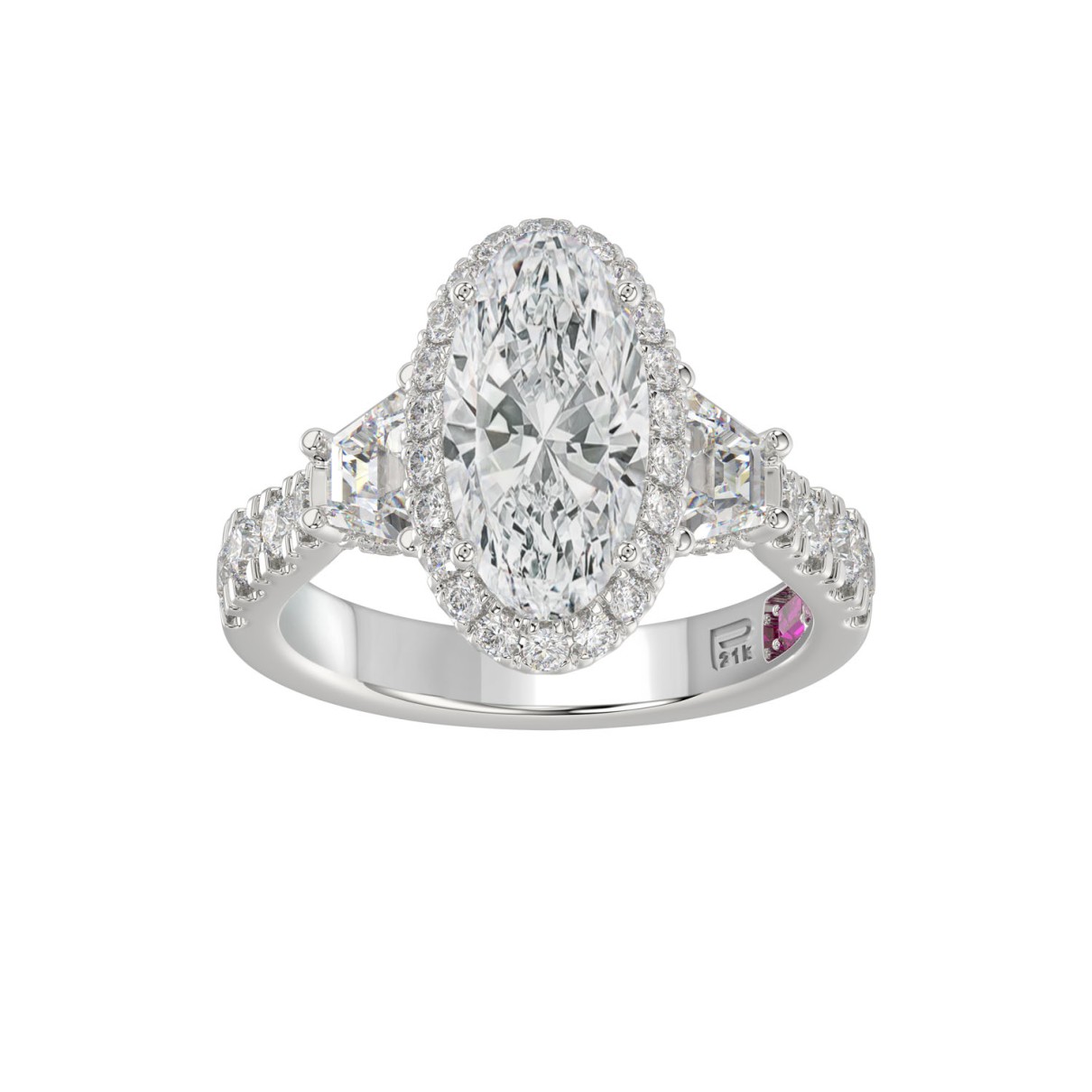 LADIES RING 3.25CT ROUND/OVAL/TRAPEZOID/BAGUETTE D...