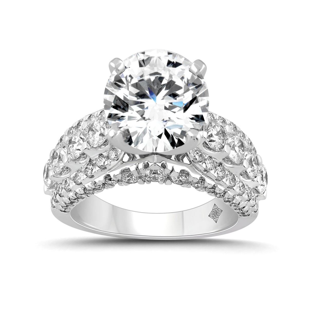 LADIES BRIDAL SET 7.25CT ROUND/OVAL DIAMOND 14K WHITE GOLD (CENTER STONE OVAL DIAMOND 5.00CT)