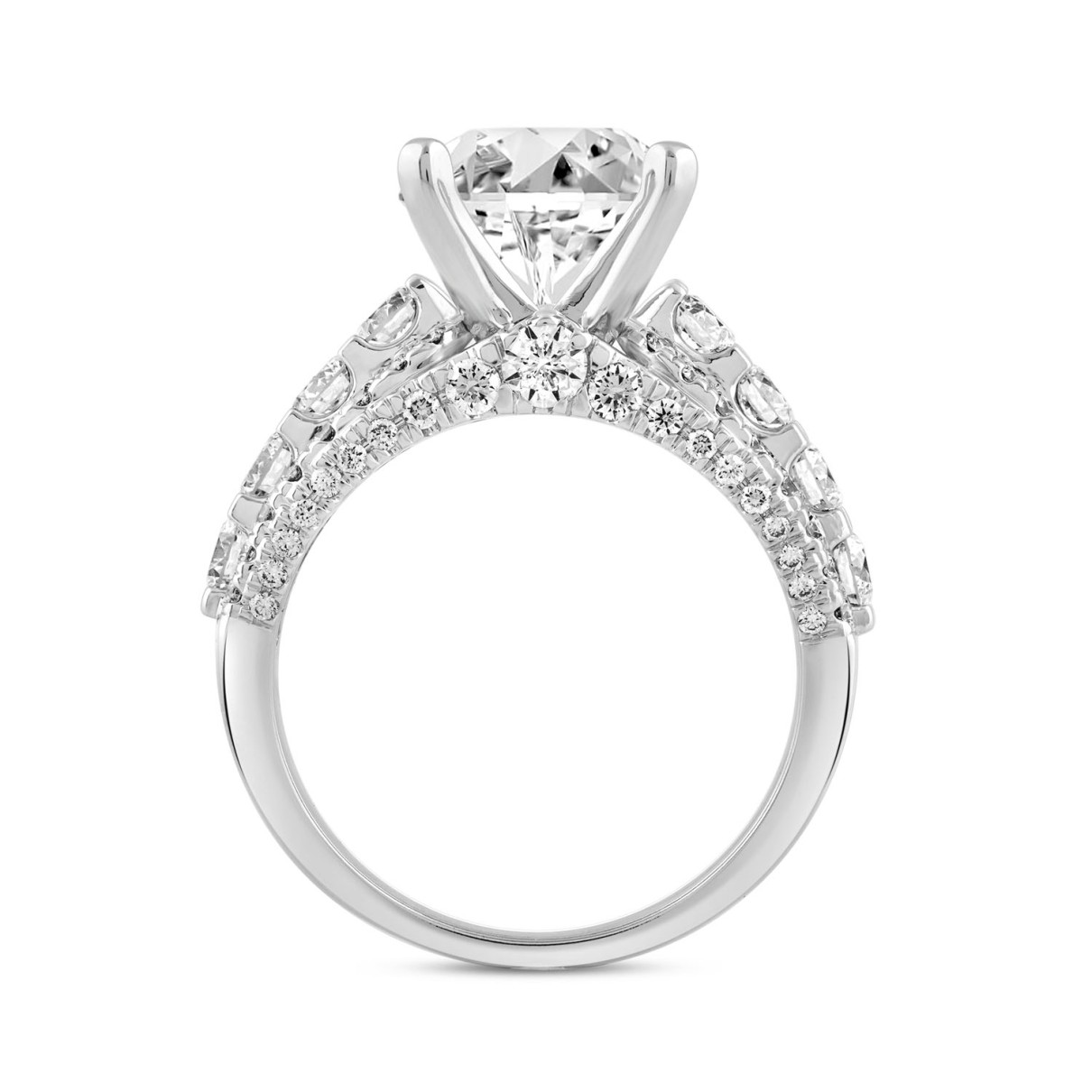 LADIES BRIDAL SET 7.25CT ROUND/OVAL DIAMOND 14K WHITE GOLD (CENTER STONE OVAL DIAMOND 5.00CT)