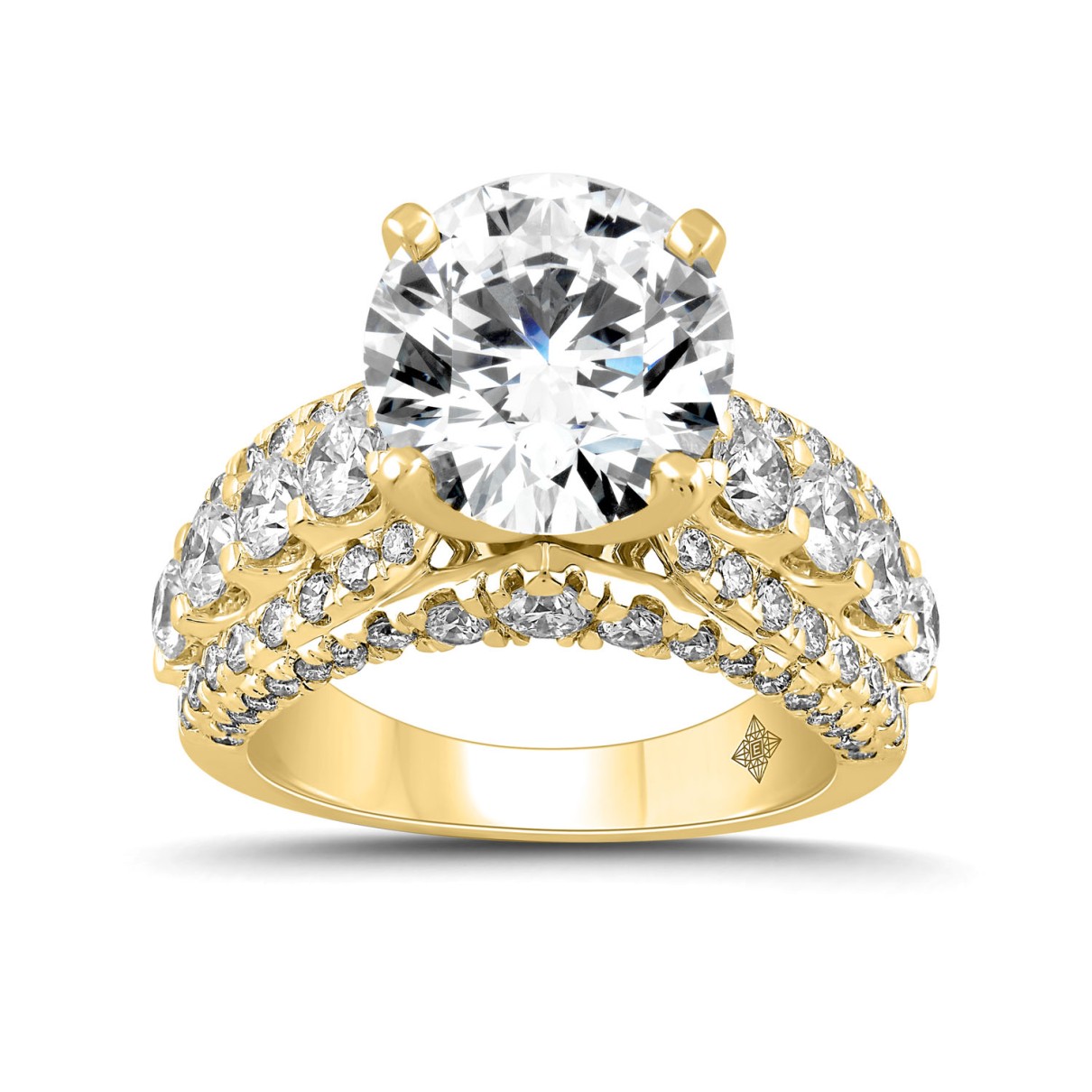 LADIES BRIDAL SET 7.25CT ROUND/OVAL DIAMOND 14K YELLOW GOLD (CENTER STONE OVAL DIAMOND 5.00CT)