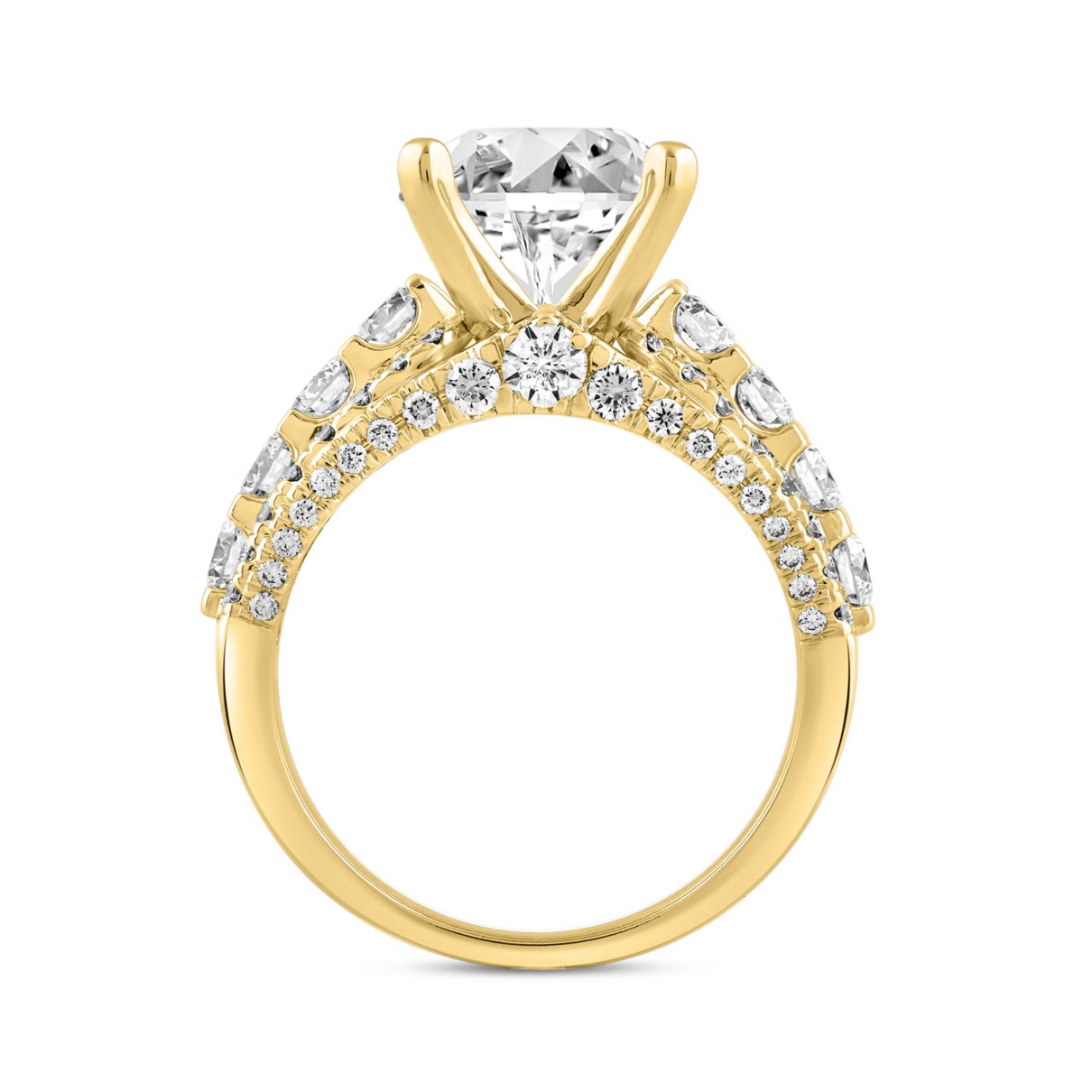 LADIES BRIDAL SET 7.25CT ROUND/OVAL DIAMOND 14K YELLOW GOLD (CENTER STONE OVAL DIAMOND 5.00CT)