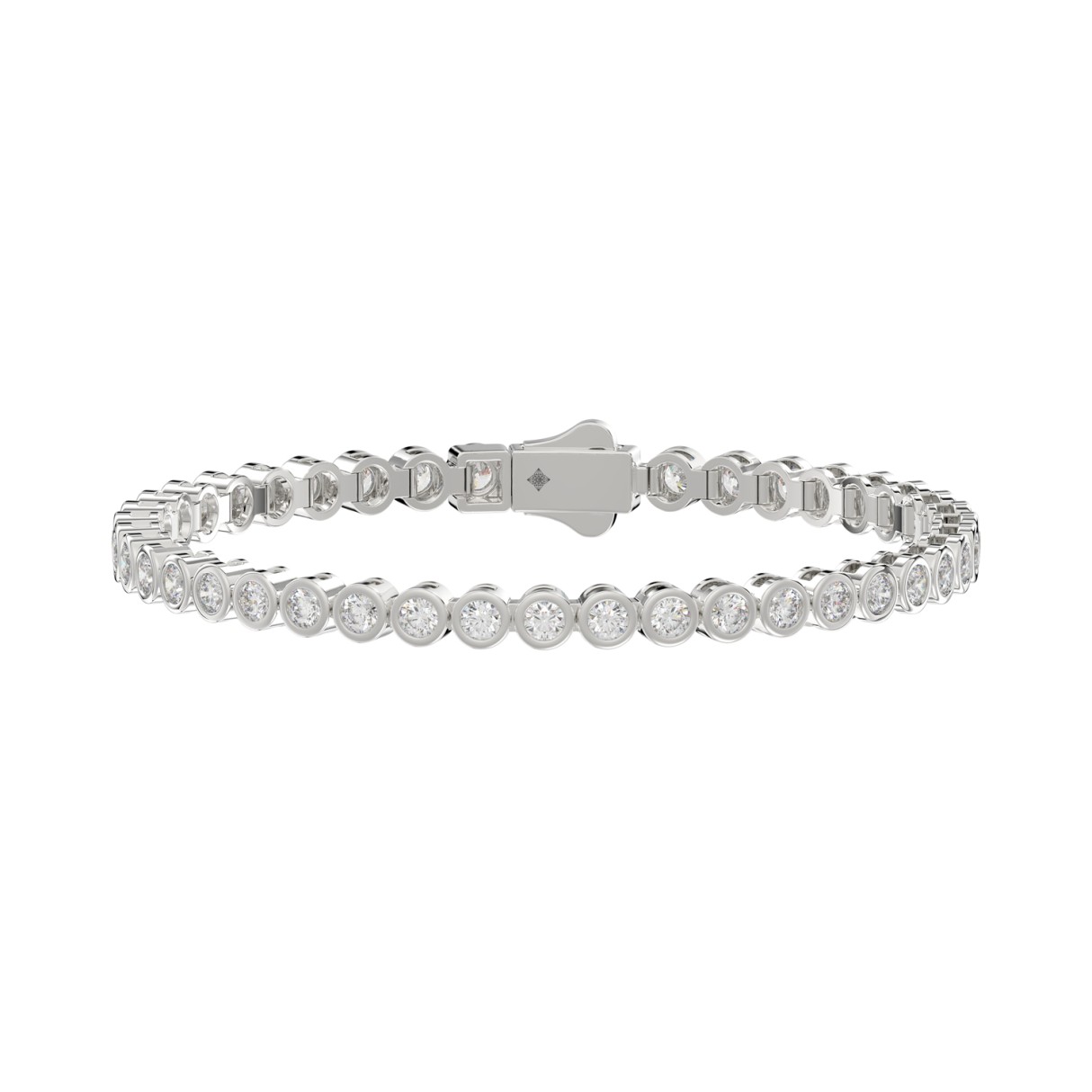 LADIES BRACELET 5.00CT ROUND DIAMOND 14K WHITE GOL...