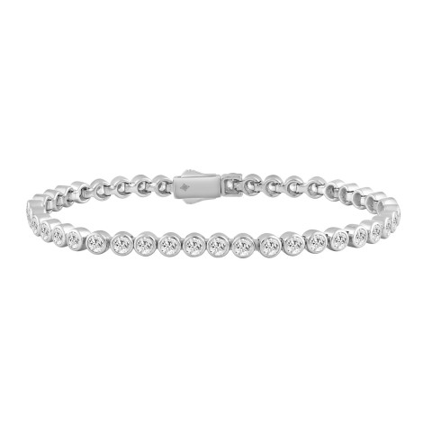 LADIES BRACELET 5.00CT ROUND DIAMOND 14K WHITE GOLD 